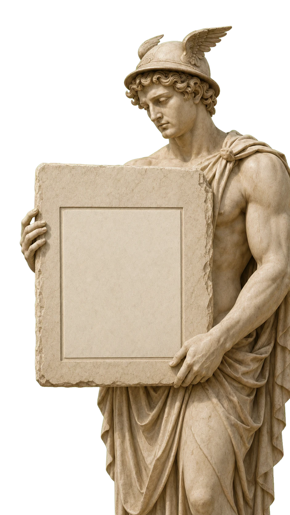 A marble statue of Hermes holding the Roman Reads download code